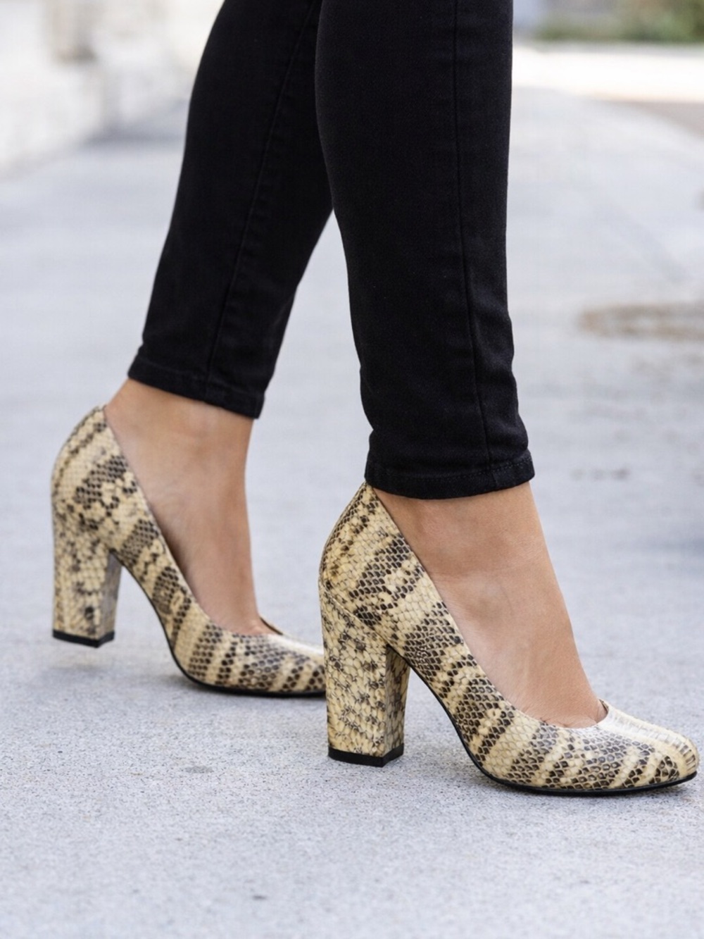 Vince Camuto Snakeskin Heels - Tan and Black